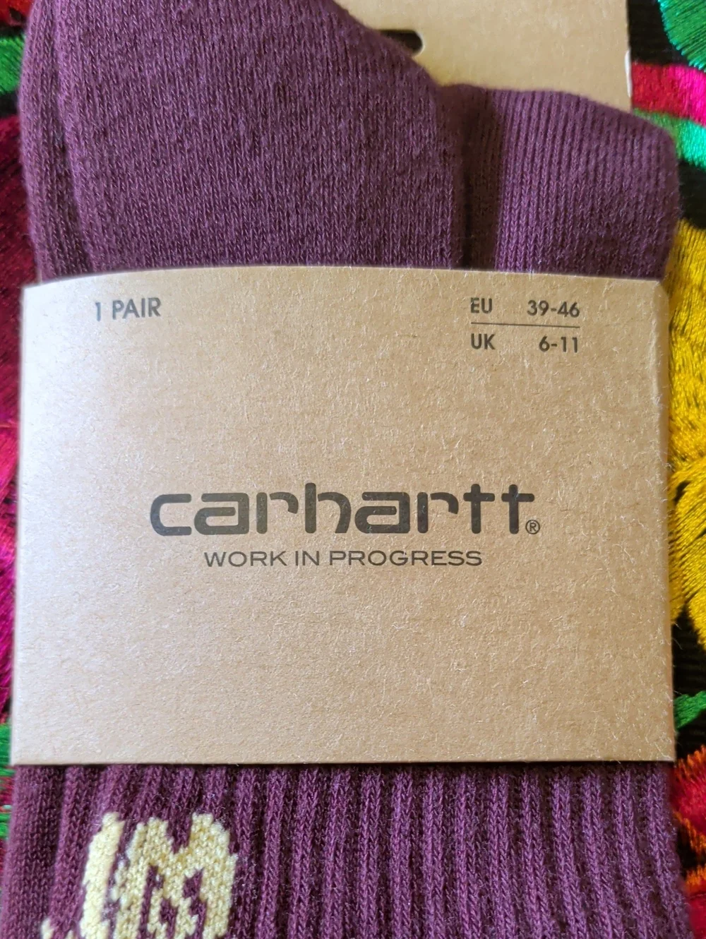 Carhartt Men's Maroon Crew Socks with Script Accent